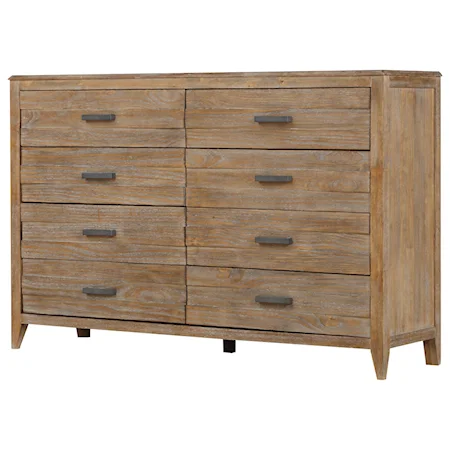 Rustic 8-Drawer Dresser with Felt Lined Top Drawers