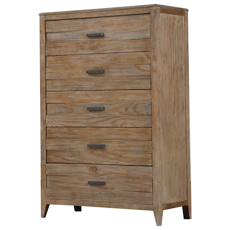 Rustic 5-Drawer Chest with Felt Lined Top Drawer