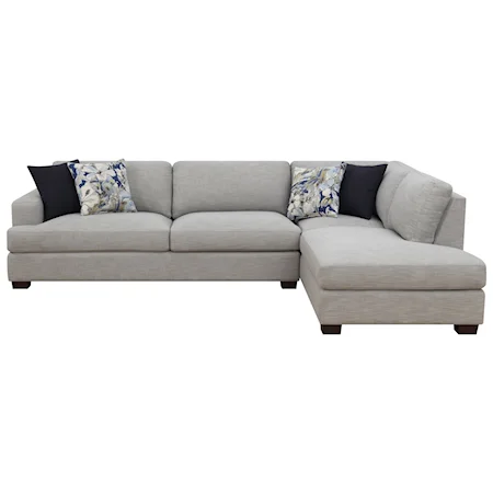 Contemporary 2-Piece Sectional Sofa with Right Arm Facing Chaise and 4 Accent Pillows