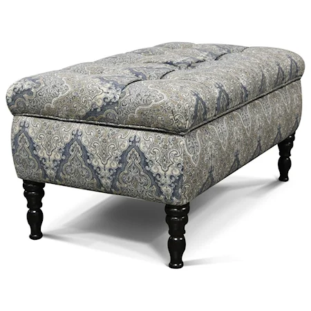 Transitional Storage Ottoman with Tufted Top