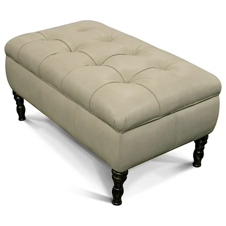Transitional Storage Ottoman with Tufted Top