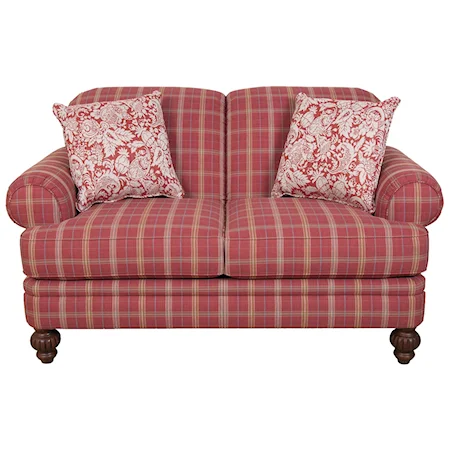 Cottage Styled Loveseat with Clean Transitional Lines