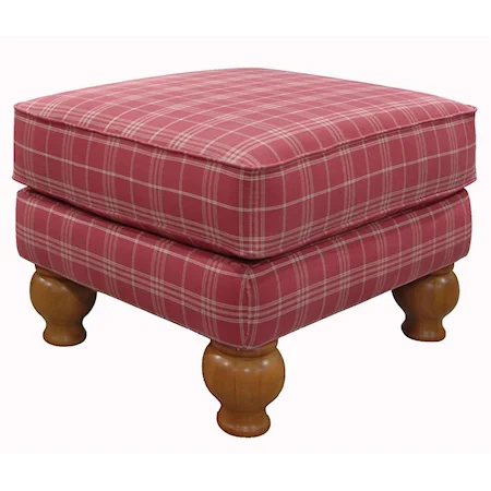 Upholstered Ottoman with Spool Feet