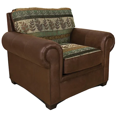 Upholstered Chair with Wide Rolled Arms