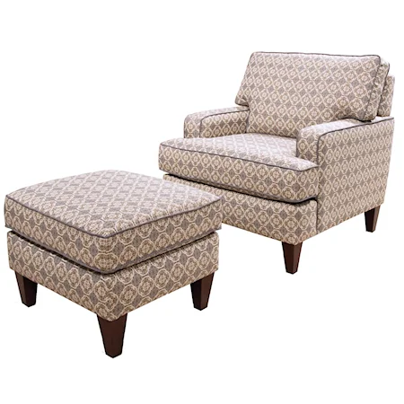 Upholstered Chair & Ottoman with Contrast Welt