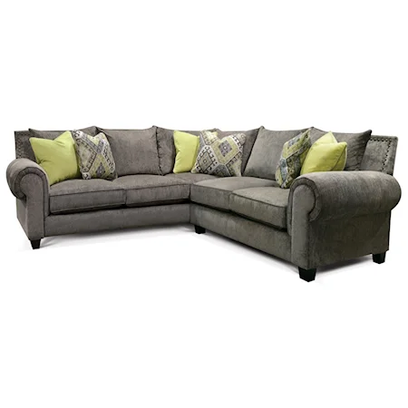Transitional 2-Piece Sectional with Nailhead Trim