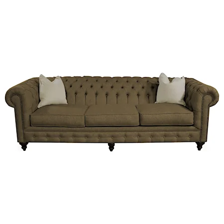 Traditional Sofa with Tufted Back and Arms