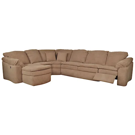 Six Seat Sectional Sofa with Attached Chaise Component