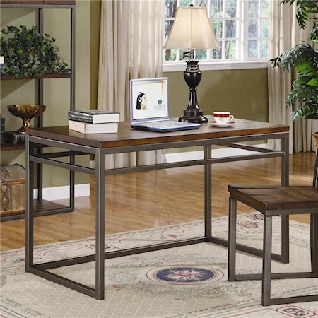Table Desk with Metal Frame & Wood Top
