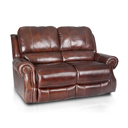 Traditional Dual Power Reclining Loveseat with Rolled Arms and Nailhead Trim