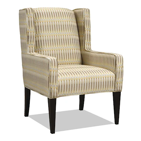 Contemporary Wing Chair with High Wood Legs