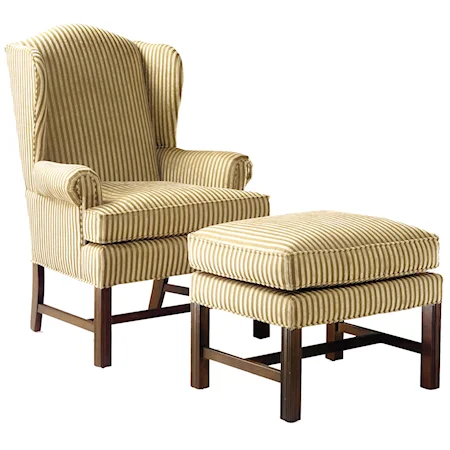 Wing Chair and Ottoman Set