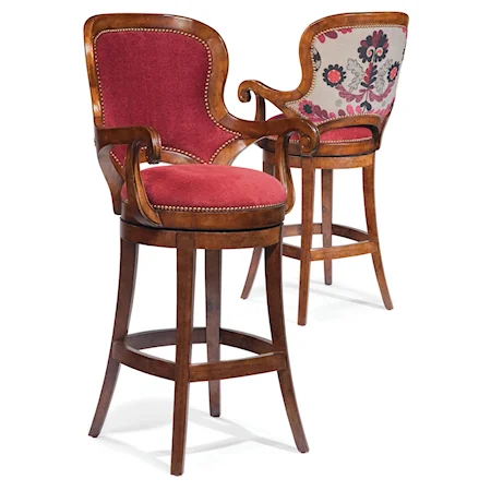 Wooden Bar Stool with Upholstered Seat