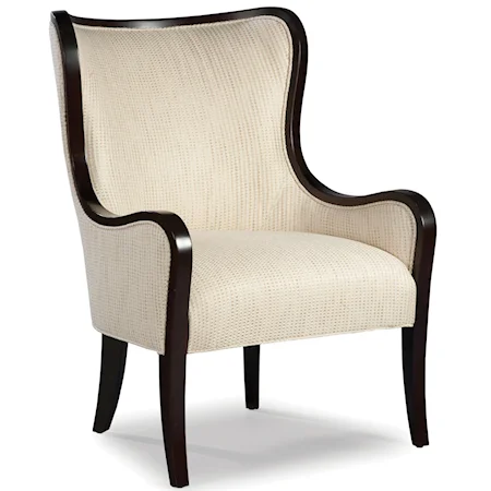 Upholstered Wing Chair with Exposed Wood