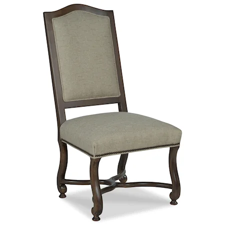 Traditional Exposed-Wood Side Chair with Curved Legs