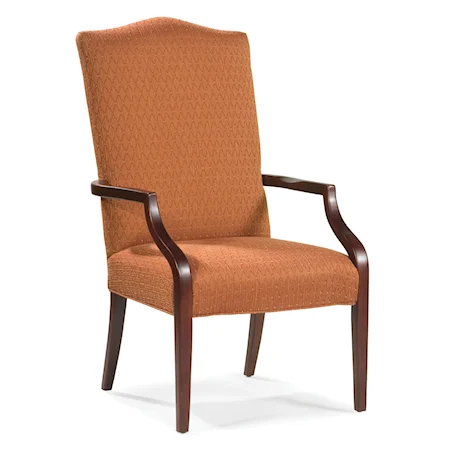 Slender Exposed Wood Chair with Camel Back