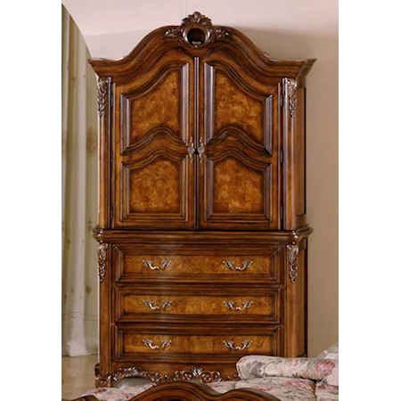 Traditional Armoire with Two Doors and Three Drawers