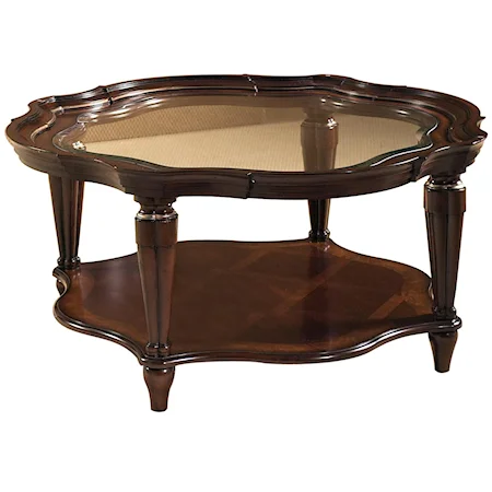 Round Coffee Table w/ Glass Insert Top