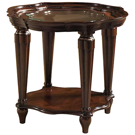 Round End Table w/ Glass Insert