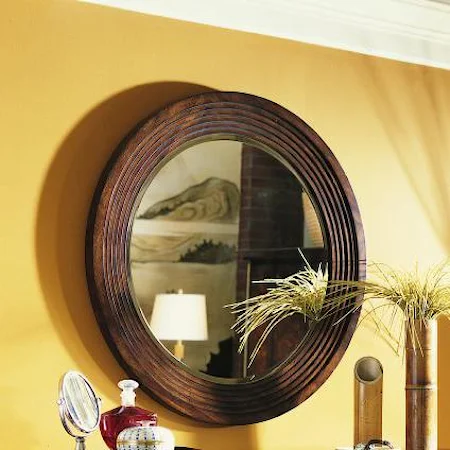 Round Wood Framed Wall or Dresser Mirror