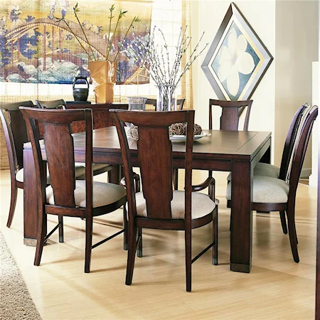 Nine Piece Square Wood Top Table and Dining Chair Set