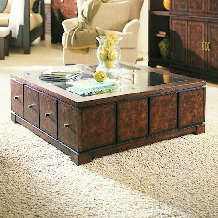 Black Granite Top Square Cocktail Table