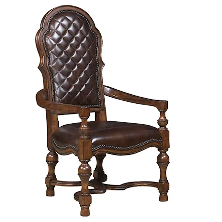 Host Arm Chair with Leather Upholstery and Nailhead Trim