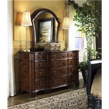 Triple Dresser with Arched Wall Mirror