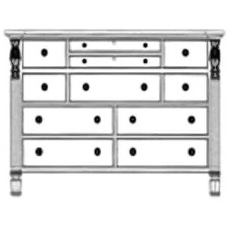 11 Drawer Master Bow Front High Dresser