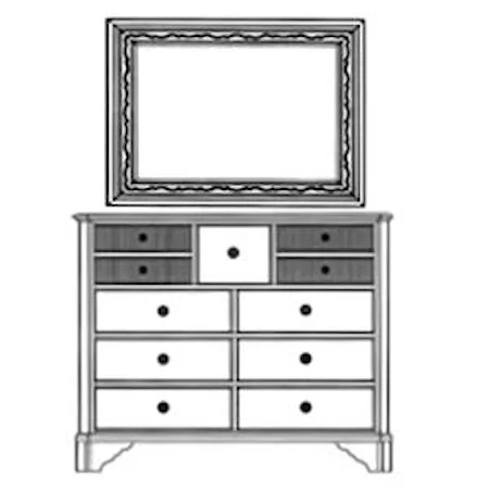 11 Drawer Double Dresser and Landscape Mirror
