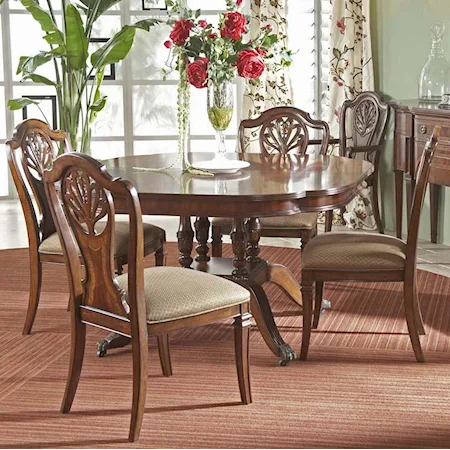 5 Piece Dining Set with Classic Small Table and Splat Back Side Chairs