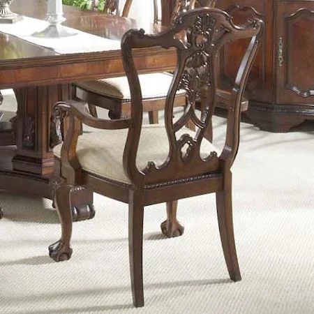 Ball & Claw Dining Room Arm Chair Decorative Wood Back