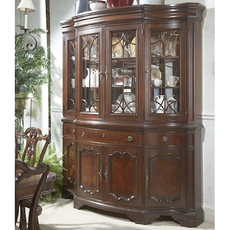 Traditional China Buffet & Hutch with Glass Doors and Shelves