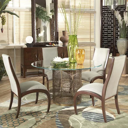 5 Piece Round Glass Table Dining Set