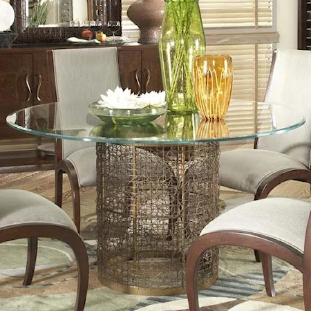 Round Dining Single Pedestal Table with Glass Top