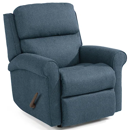 Casual Rocking Recliner with Rolled Arms