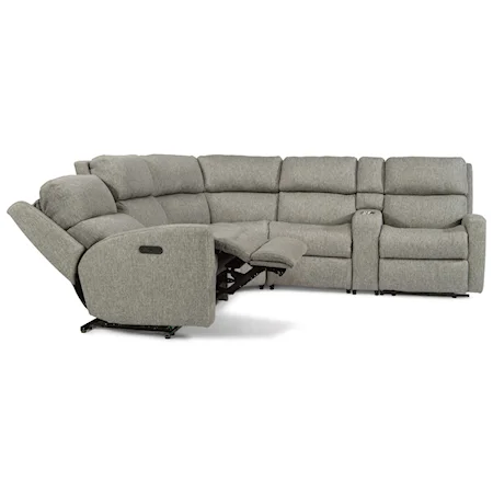 6 Piece Power Reclining/Power Headrest Sectional with LAF/RAF Power Recliners, Armless Manual Recliner, Wedge and Console