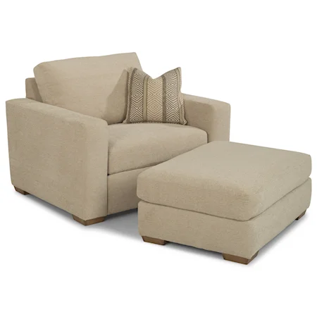 Casual Chair and Ottoman with Tapered Block Feet