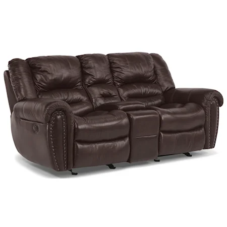 Dual Gliding Reclining Love Seat with Console
