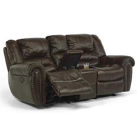 Power Reclining Loveseat with Console and Pillow Arms