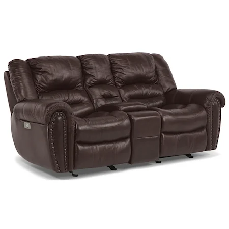 Power Reclining Love Seat with Console and Pillow Arms