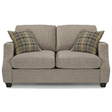 Contemporary Loveseat with Modern Scooped Track Arms