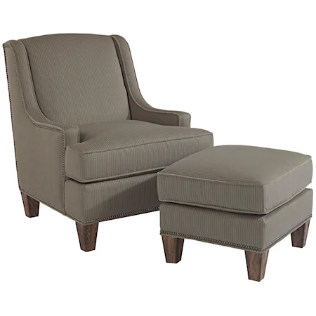 Upholstered Wing Chair and Ottoman