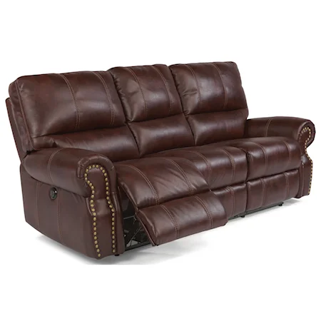 Traditional Power Reclining Sofa with Nailhead Trim