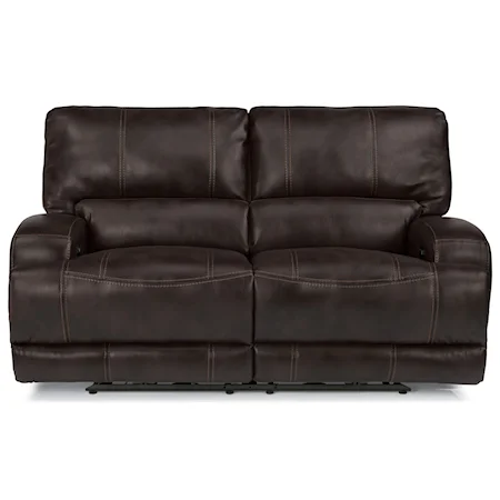 Contemporary Power Reclining Love Seat with Fully Padded Footrest
