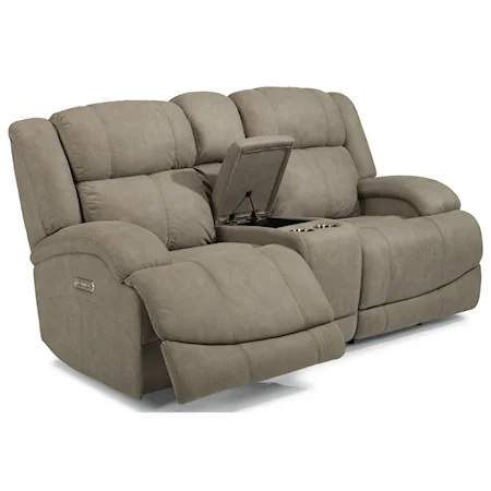 Casual Power Reclining Loveseat with Console and Power Headrests