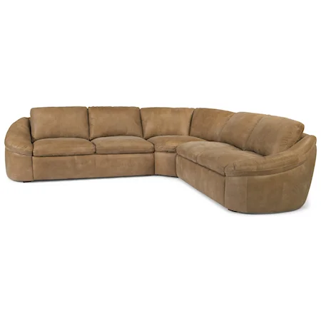 Contemporary 5 Seat Leather Sectional