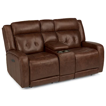 Power Reclining Love Seat with Storage Console and Adjustable Headrest