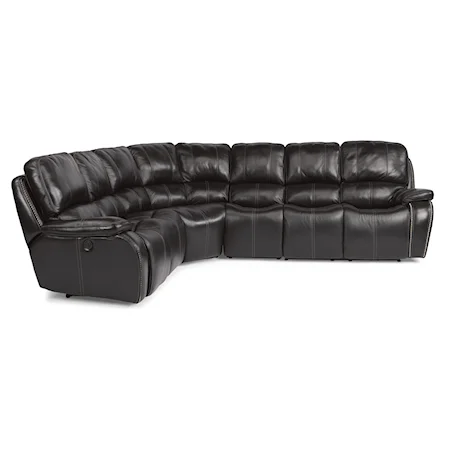 Four Piece Power Reclining Sectional Sofa with Nailheads and USB Charging Ports