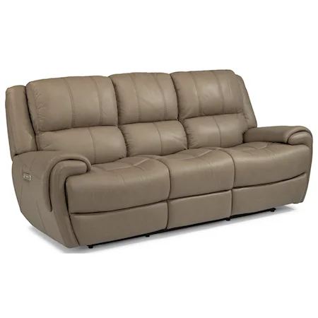 Casual Power Reclining Sofa with Power Headrests and USB Ports